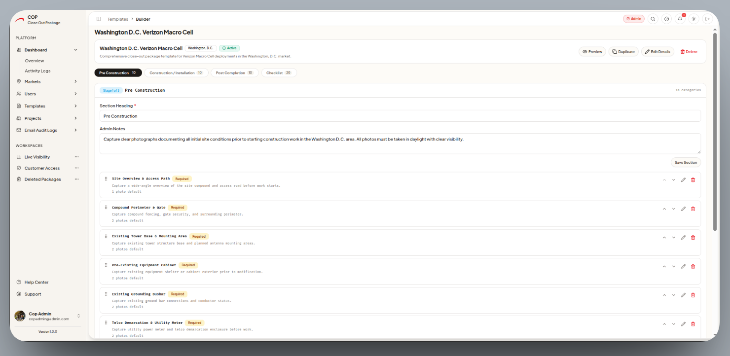 Close-Out Package (COP) System interface detail 1